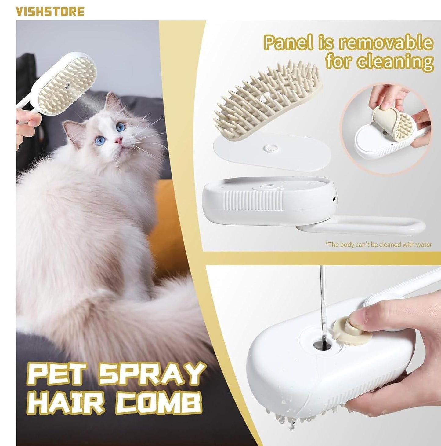 Steam Grooming Brush for Dogs & Cats